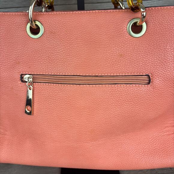 Michael Kors MK Satchel Hand Bag Shoulder Bag Peach Chain Cross Body Satchel - Picture 4 of 16